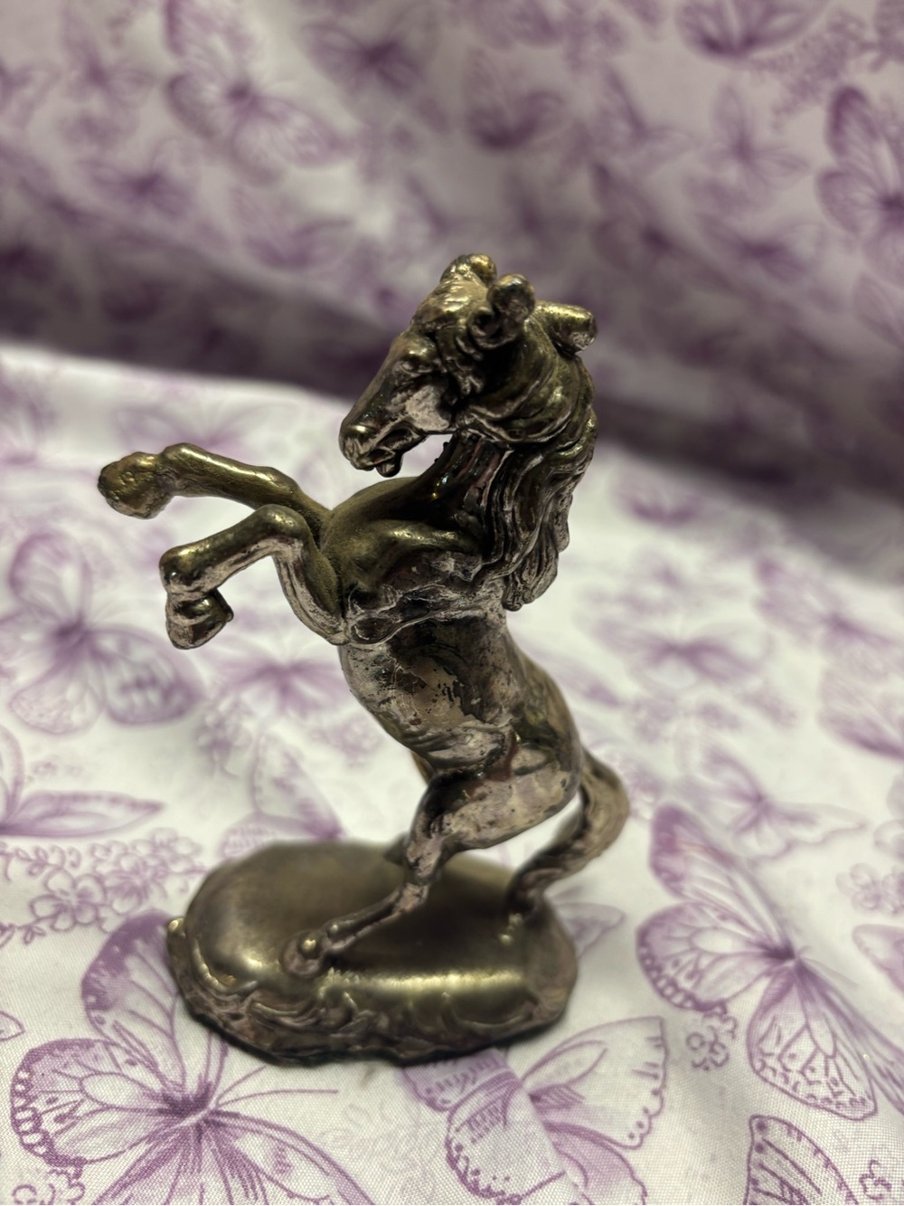 ✴️Vintage Antiqued Silver Rearing Horse
